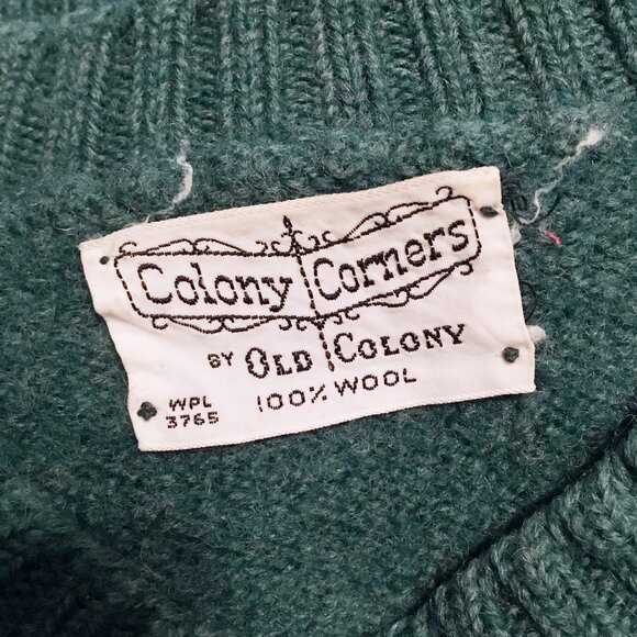 Vintage 60s Green Wool Crewneck Sweater - Picture 4 of 5